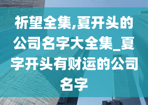 祈望全集,夏开头的公司名字大全集_夏字开头有财运的公司名字