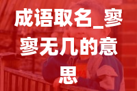 成语取名_寥寥无几的意思