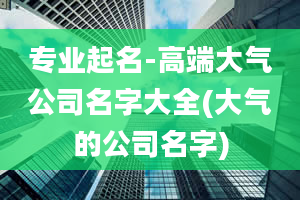 专业起名-高端大气公司名字大全(大气的公司名字)