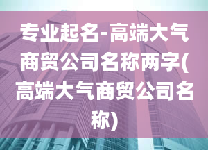 专业起名-高端大气商贸公司名称两字(高端大气商贸公司名称)