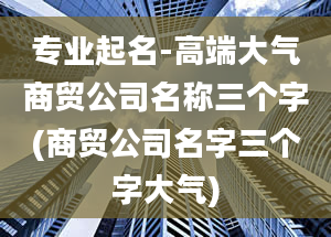 专业起名-高端大气商贸公司名称三个字(商贸公司名字三个字大气)