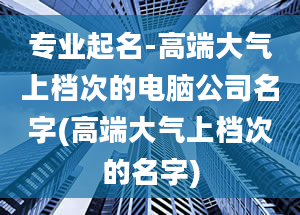 专业起名-高端大气上档次的电脑公司名字(高端大气上档次的名字)