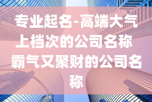 专业起名-高端大气上档次的公司名称 霸气又聚财的公司名称